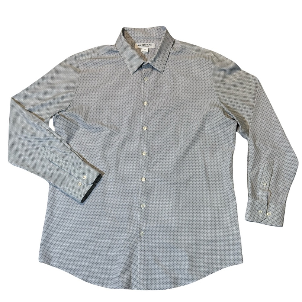 Mizzen + Main mens 2XL XXL trim fit white geometric pattern performance shirt